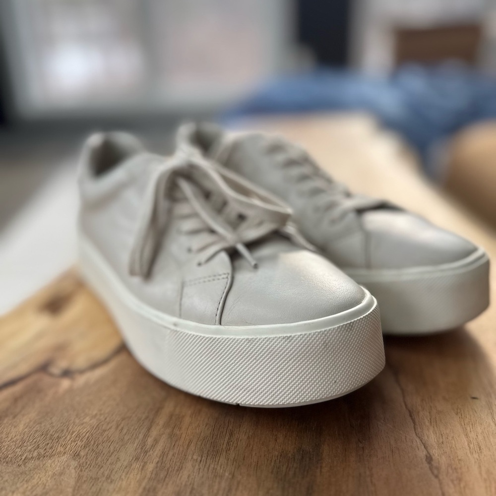 Vince Cream Leather Sneakers